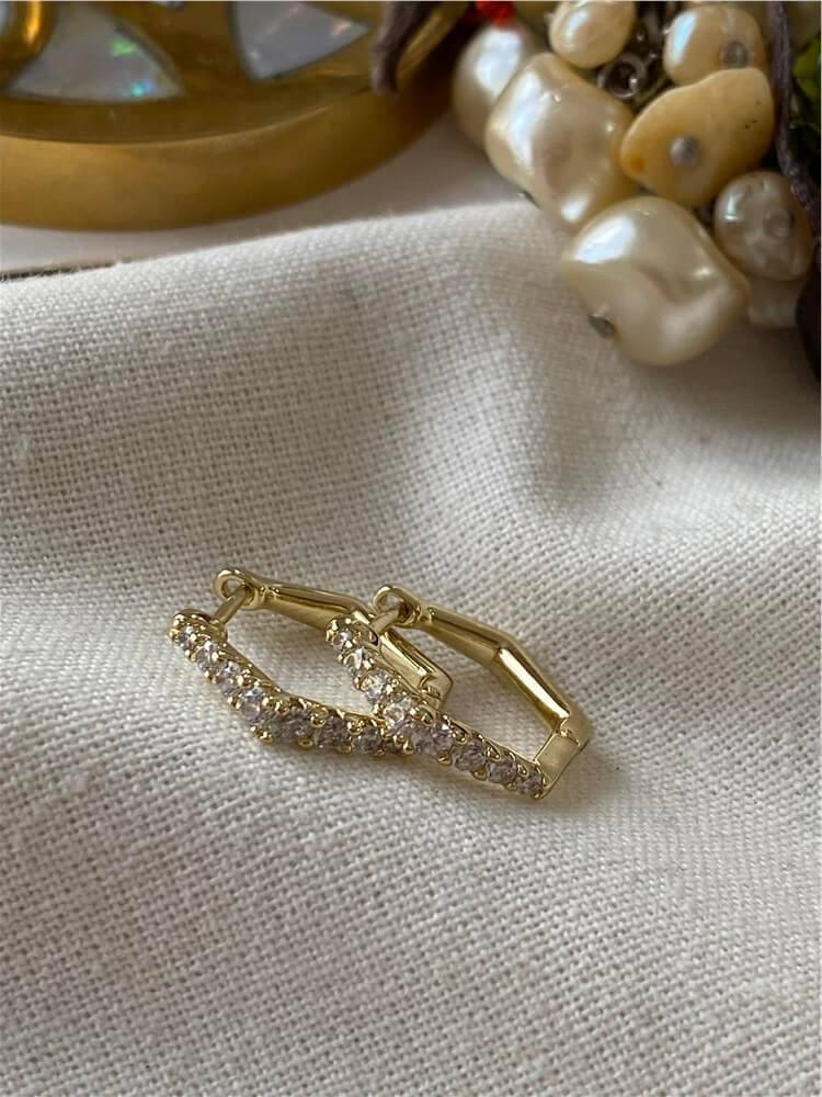 VIP 14K Taşlı Altıgen Küpe