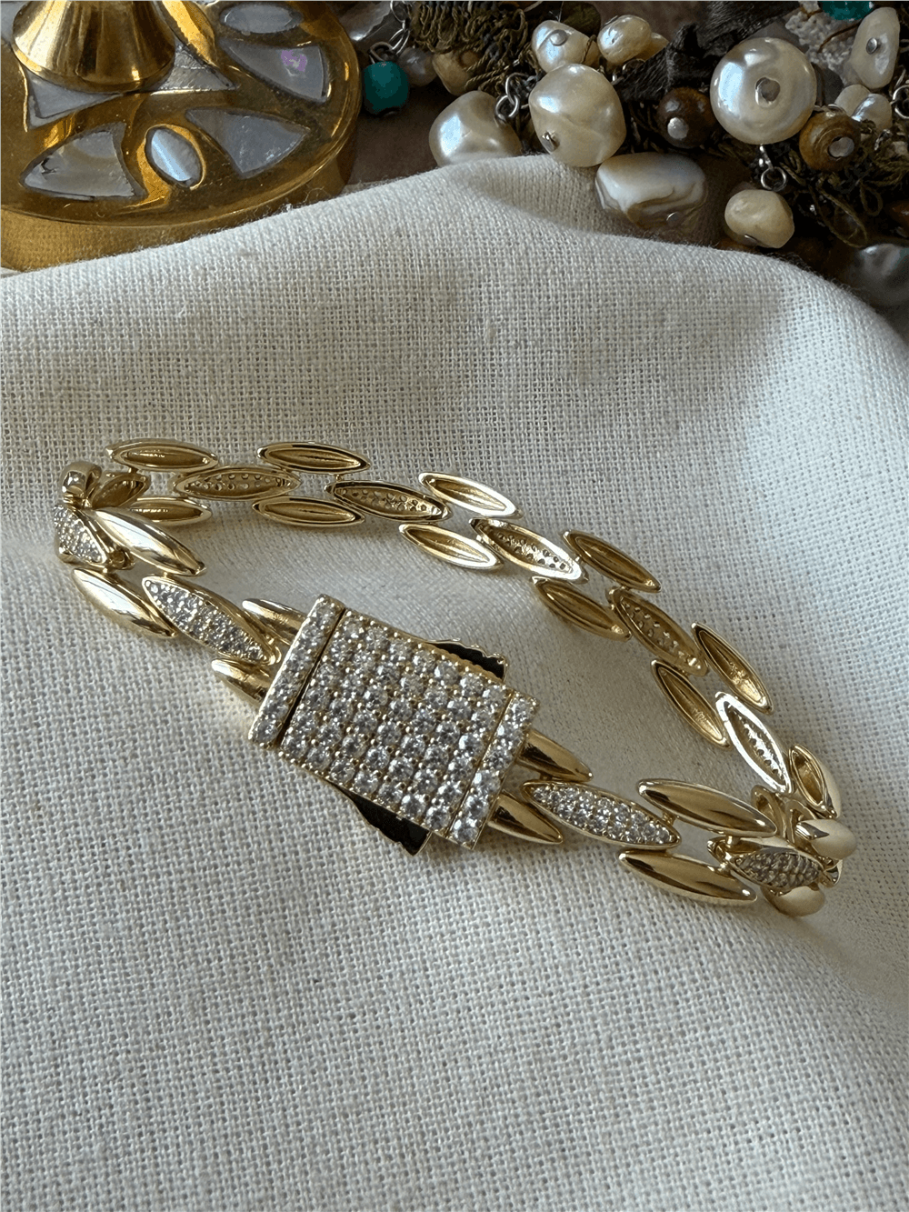 VIP 14K Taşlı Arpa Model Gurmet Bileklik