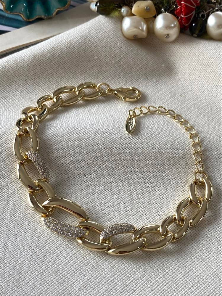 VIP 14K Taşlı Badem Zincir Bileklik