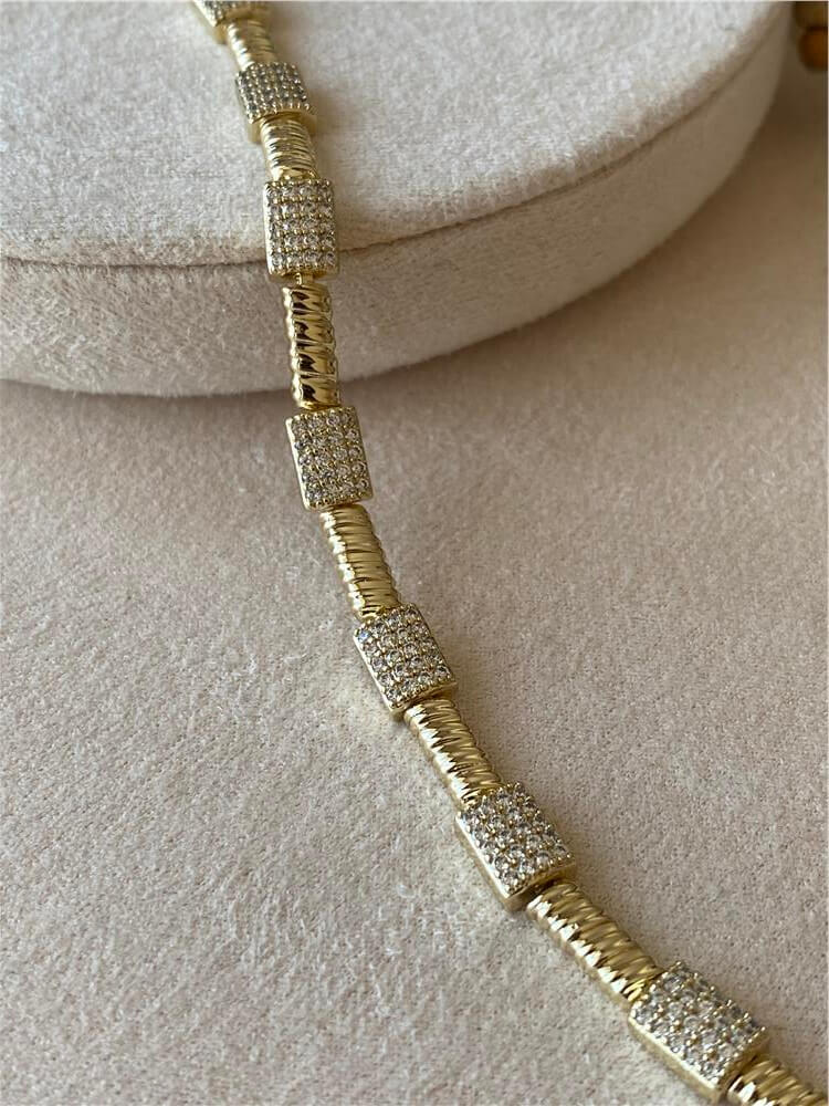 VIP 14K Taşlı Blok Model Desenli Bileklik