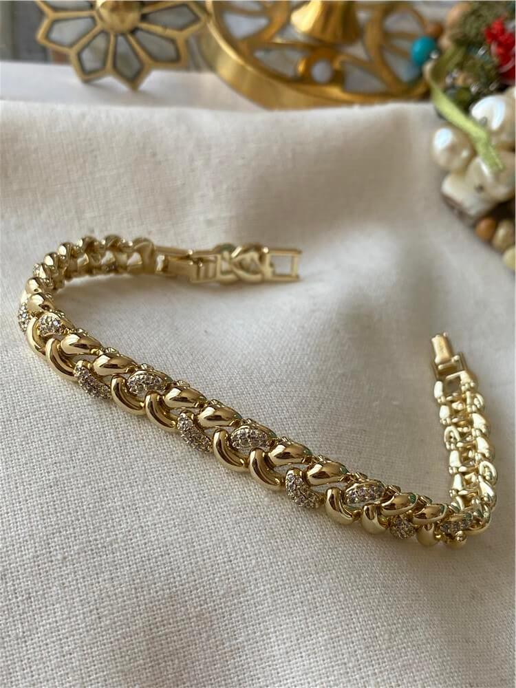 VIP 14K Taşlı Bombe Model Örgü Bileklik