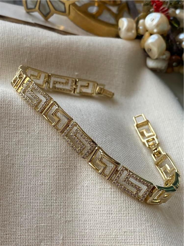 VIP 14K Taşlı Boşluklu Maze Bileklik