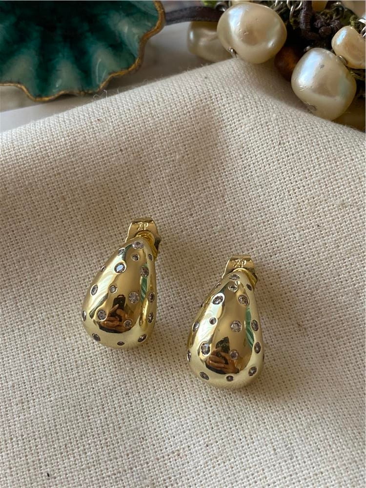 VIP 14K Taşlı Bubble Küpe