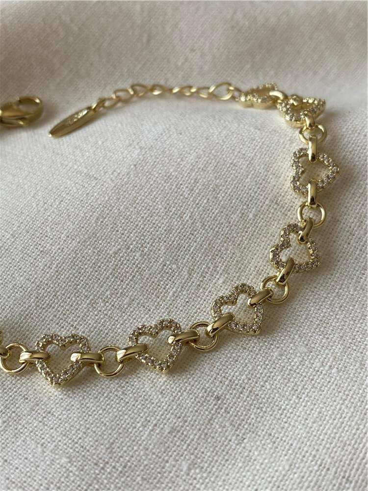 VIP 14K Taşlı Çıtır Kalp Bileklik