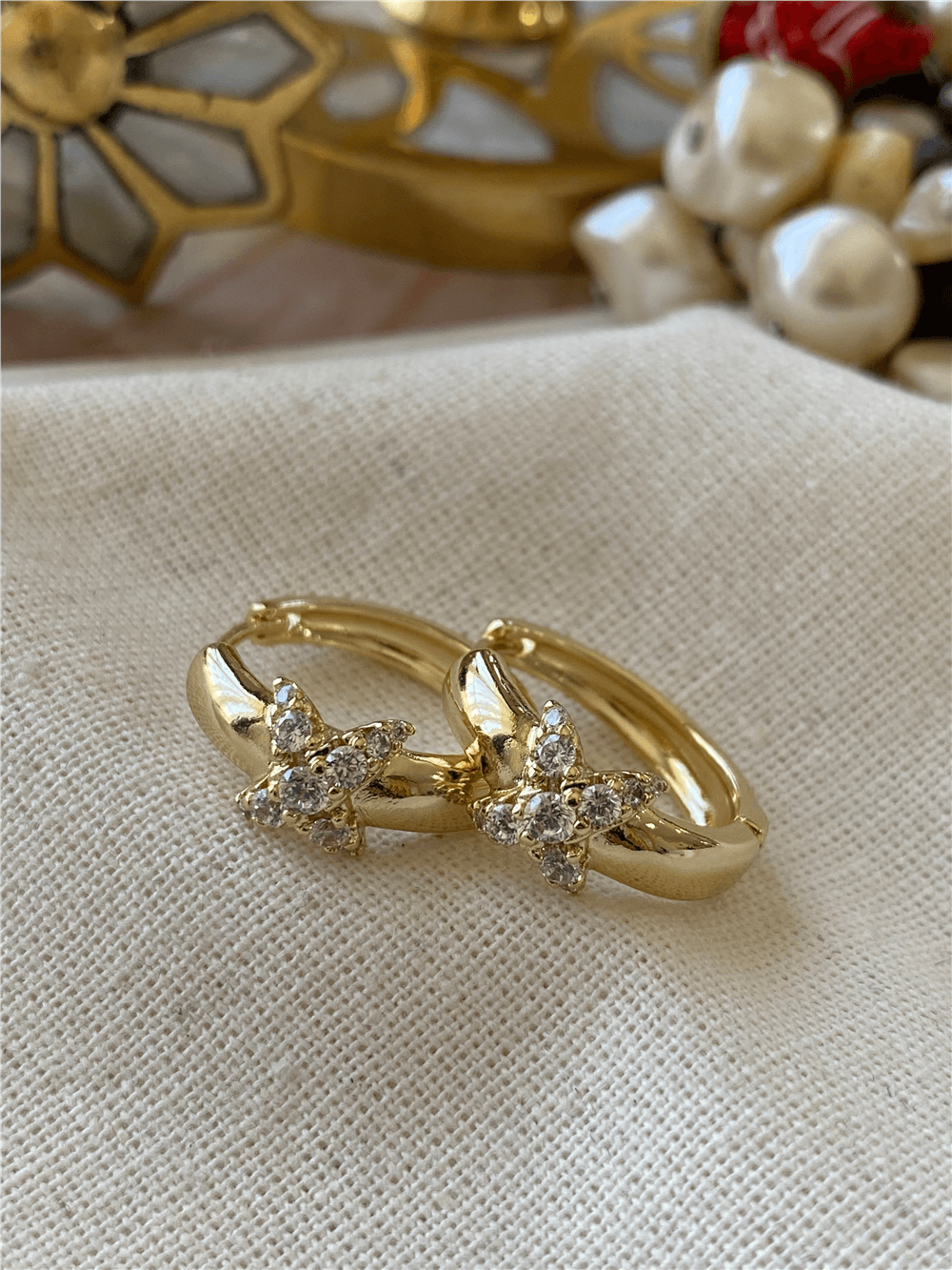 VIP 14K Taşlı Cross Halka Küpe