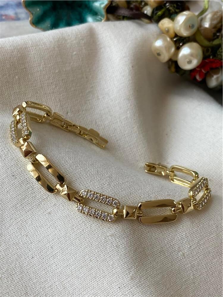 VIP 14K Taşlı Dikdörtgen Bileklik