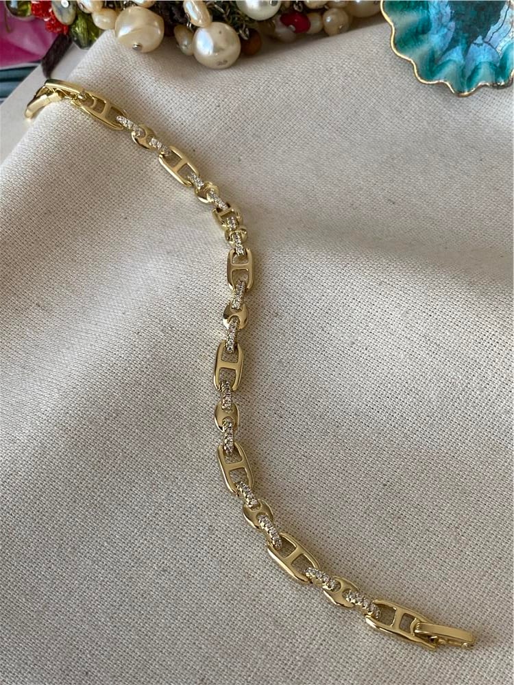 VIP 14K Taşlı Düğme Bileklik