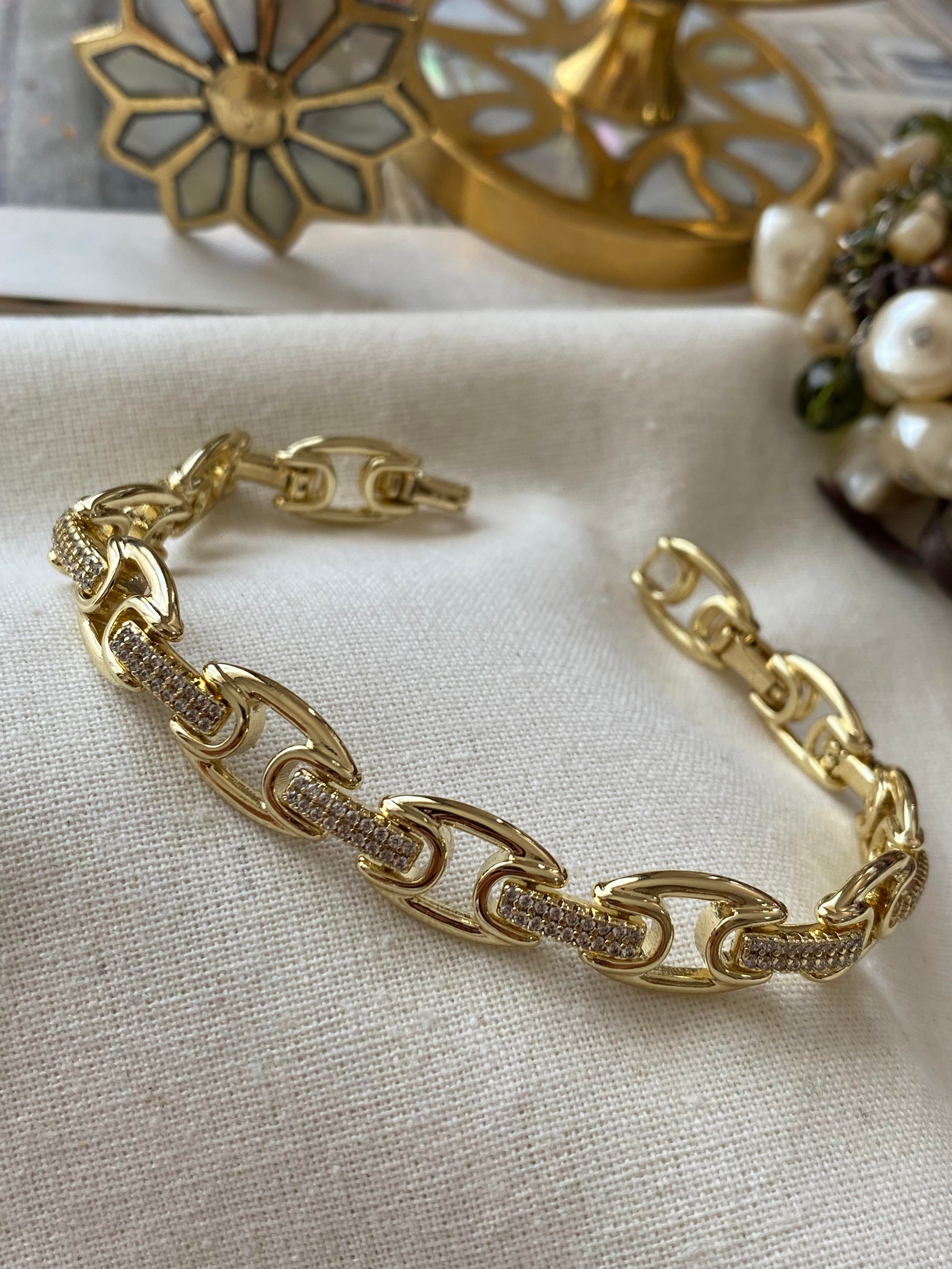 VIP 14K Taşlı Düğme Bileklik