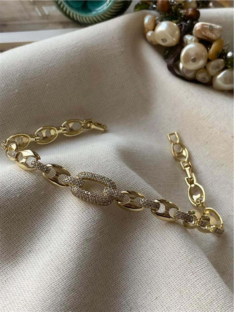 VIP 14K Taşlı Düğme Model Bileklik