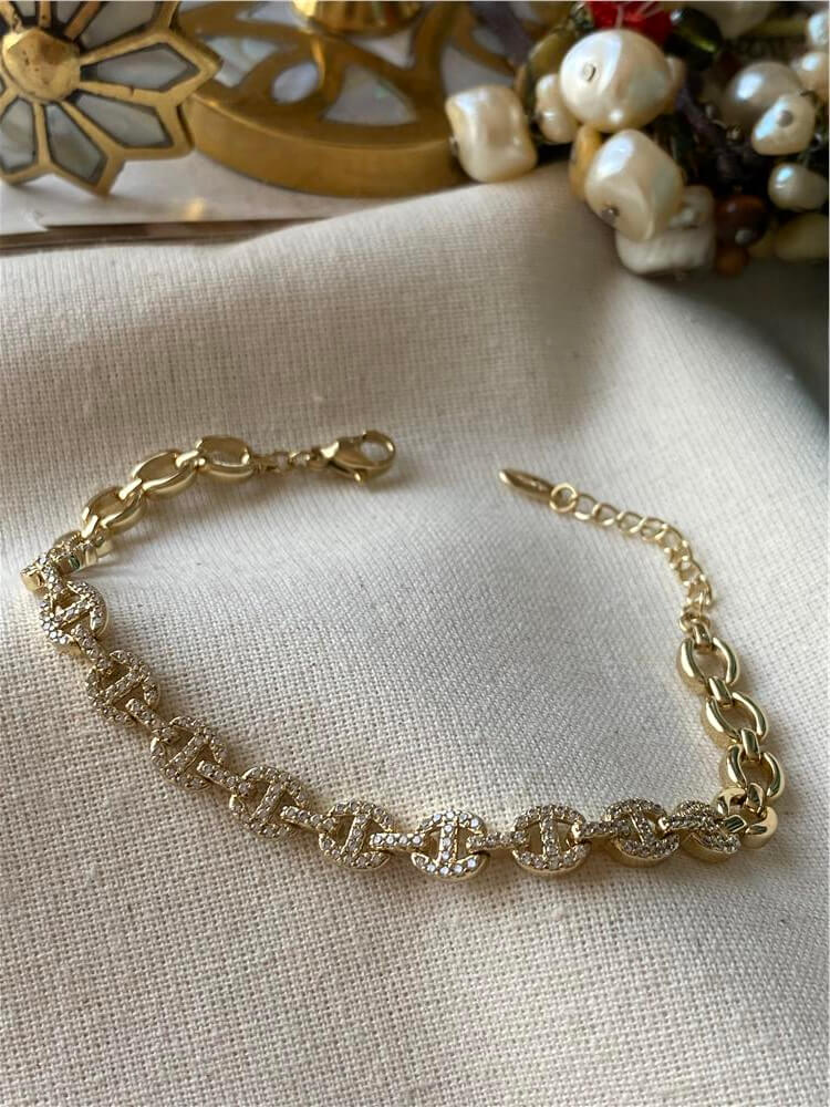 VIP 14K Taşlı Düğme Model Bileklik