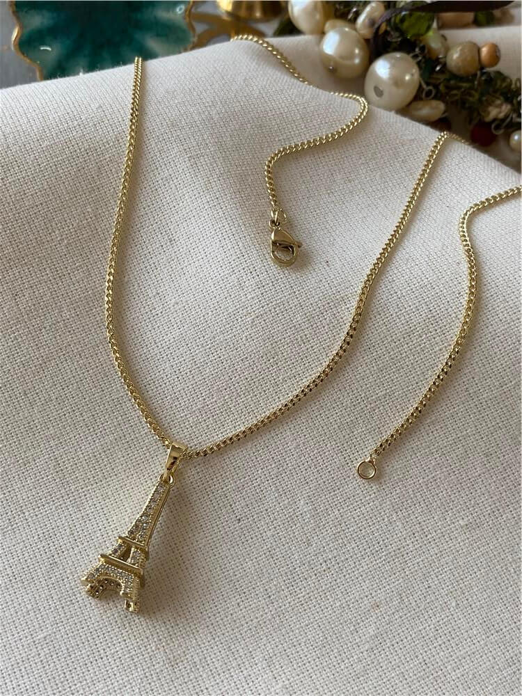 VIP 14K Taşlı Eyfel Kolye