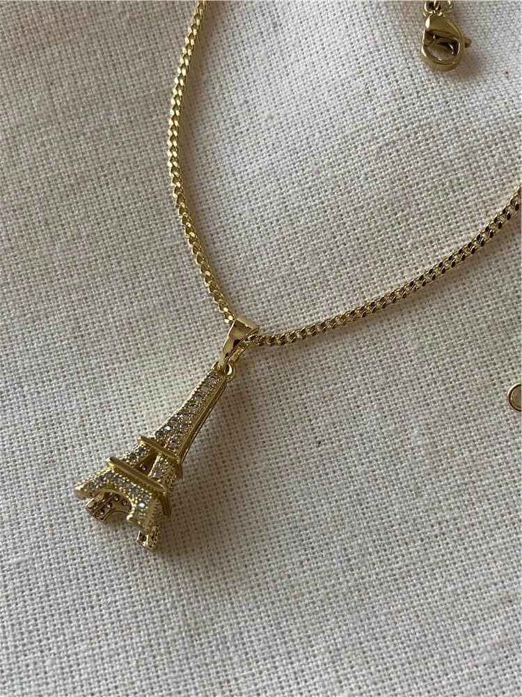 VIP 14K Taşlı Eyfel Kolye