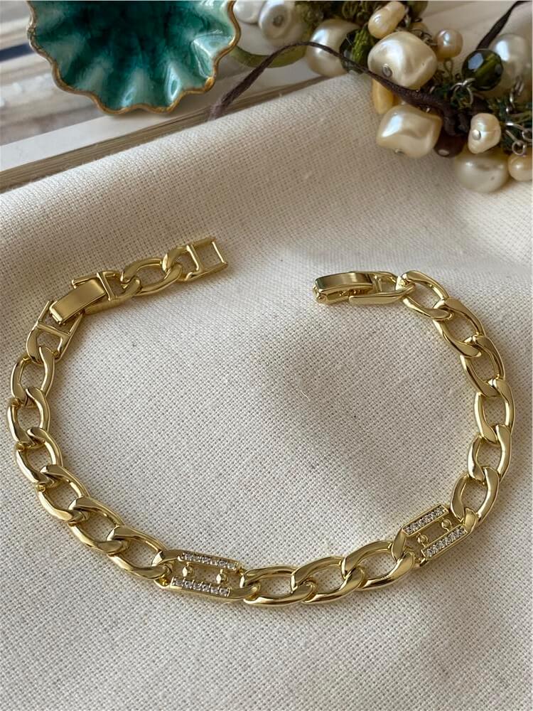 VIP 14K Taşlı Figaro Tasarım Bileklik