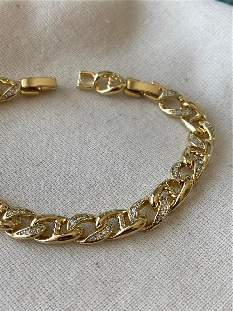 VIP 14K Taşlı Geçme Düğme Model Bileklik