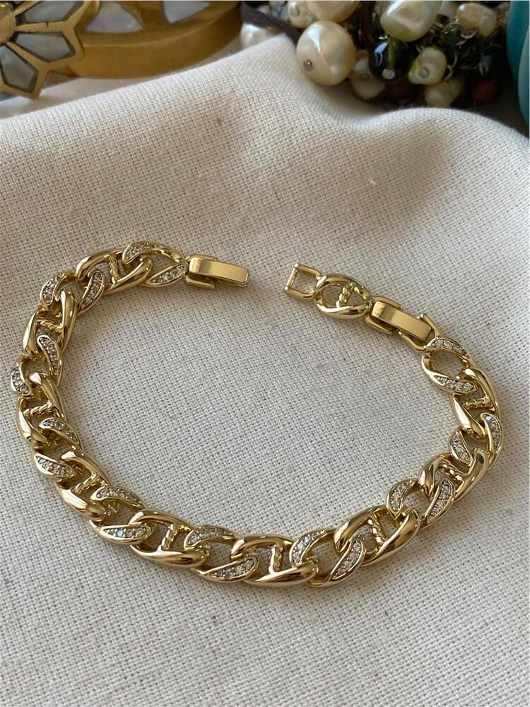 VIP 14K Taşlı Geçme Düğme Model Bileklik