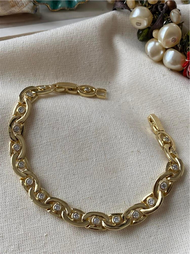 VIP 14K Taşlı Geçmeli Halkalar Bileklik