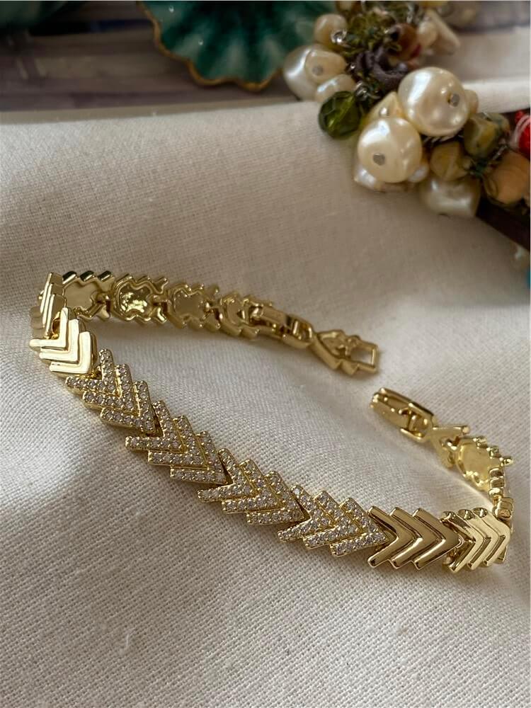 VIP 14K Taşlı Geniş Arrow Model Bileklik