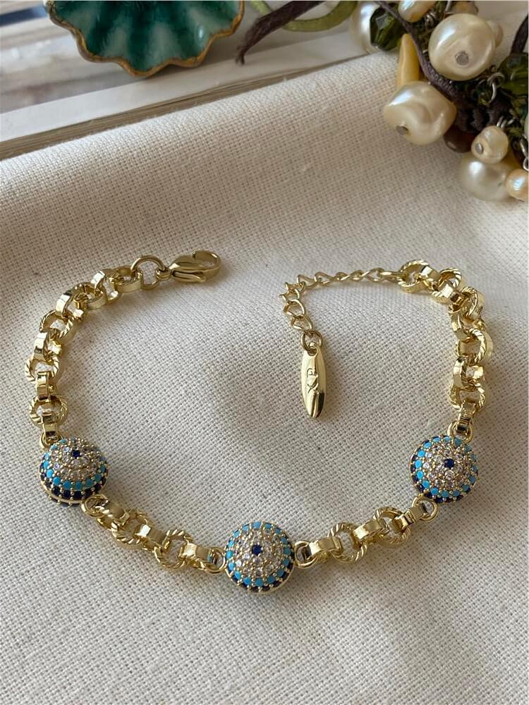 VIP 14K Taşlı Göz Boncuk Bileklik