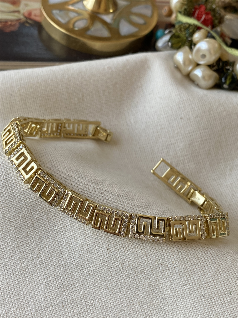 VIP 14K Taşlı Greek Desen Bileklik