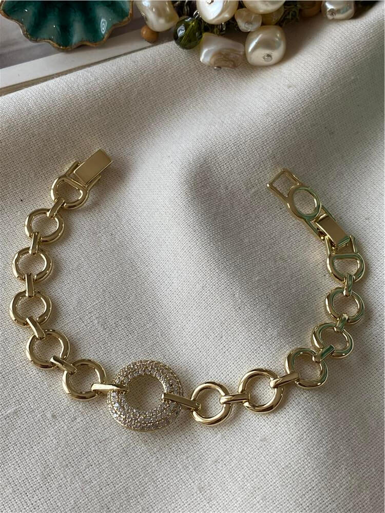 VIP 14K Taşlı Halka Detaylı Bileklik