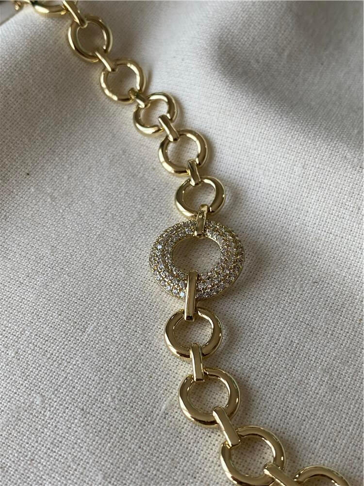 VIP 14K Taşlı Halka Detaylı Bileklik