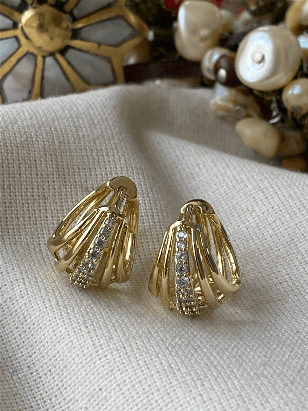VIP 14K Taşlı Kaburga Model Küpe