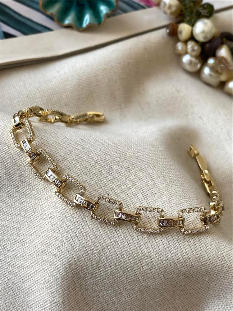 VIP 14K Taşlı Kare Bileklik