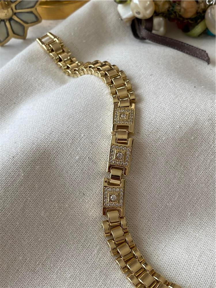 VIP 14K Taşlı Kare Model Bileklik