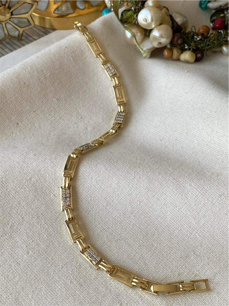 VIP 14K Taşlı Labirent Desen Bileklik