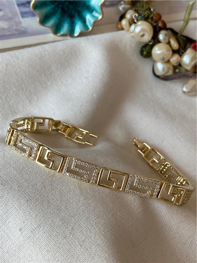 VIP 14K Taşlı Labirent Tasarım Bileklik