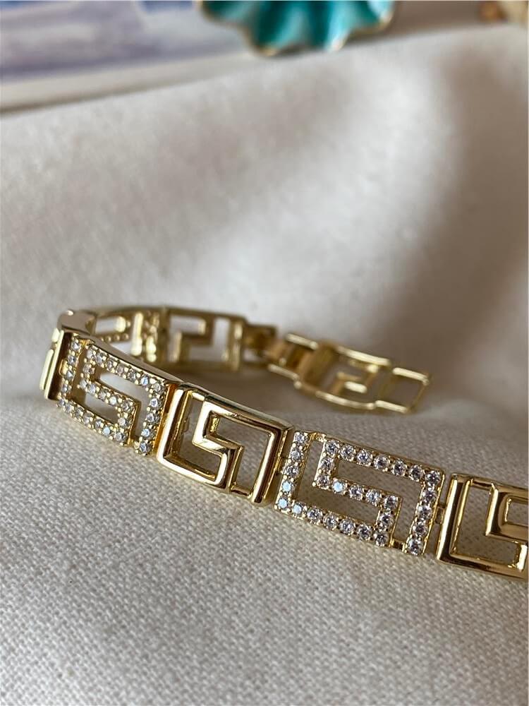 VIP 14K Taşlı Labirent Tasarım Bileklik