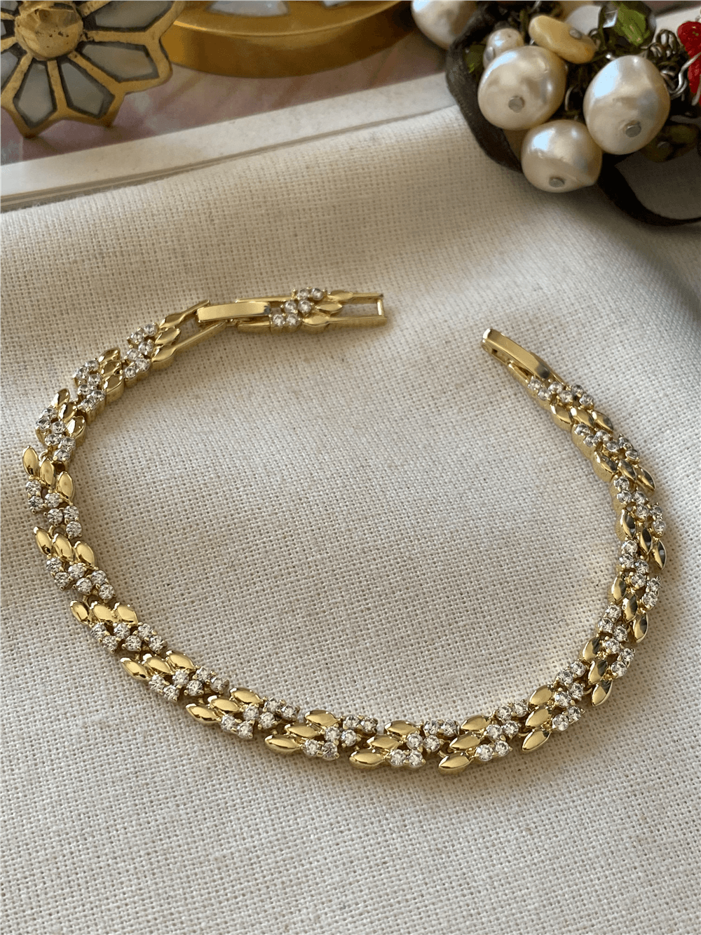 VIP 14K Taşlı Mini Arpa Desen Bileklik