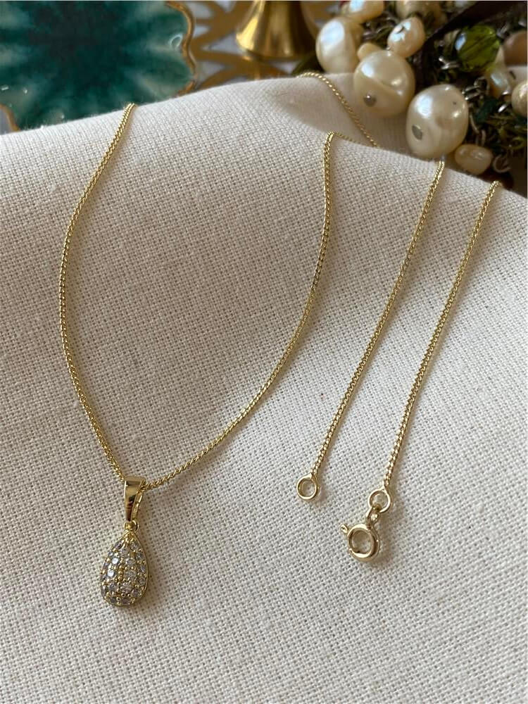 VIP 14K Taşlı Mini Damla Kolye