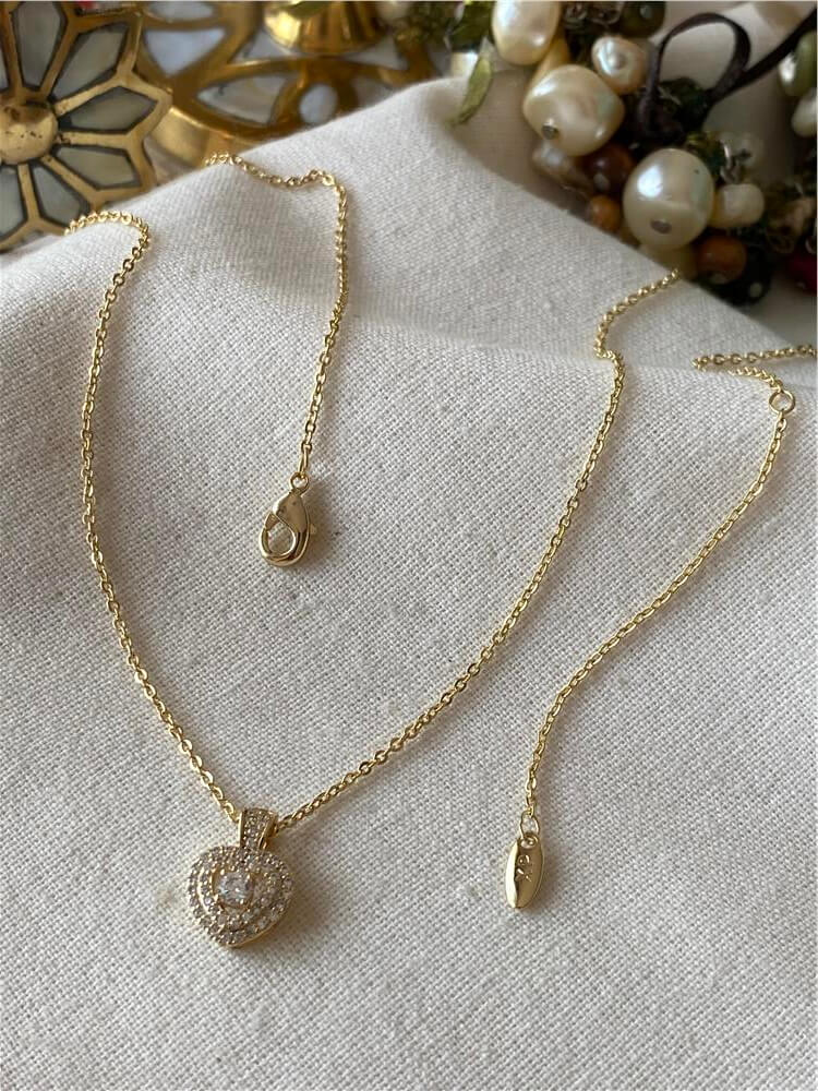 VIP 14K Taşlı Mini Kalp Kolye