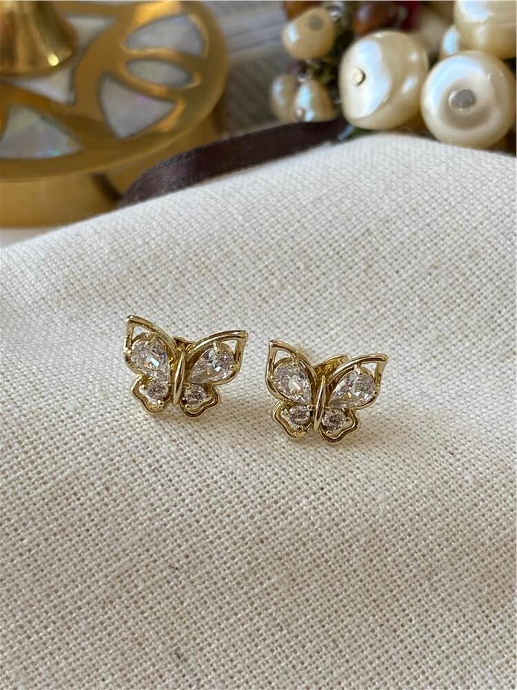 VIP 14K Taşlı Minik Kelebek Küpe
