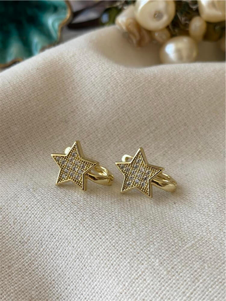 VIP 14K Taşlı Minik Yıldız Küpe