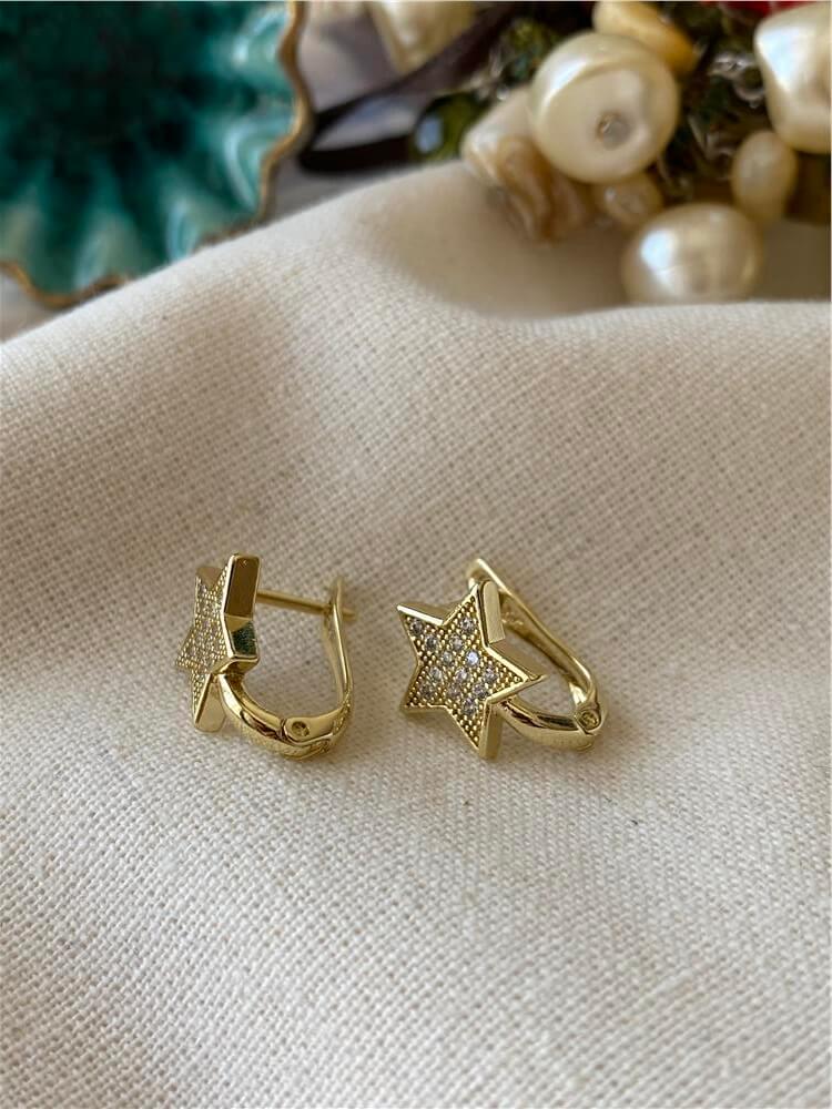 VIP 14K Taşlı Minik Yıldız Küpe