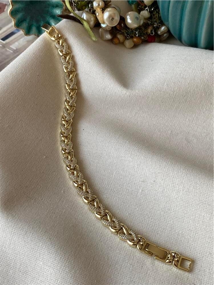 VIP 14K Taşlı Örgü Bileklik