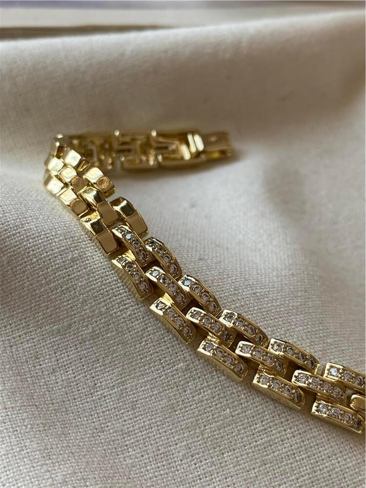 VIP 14K Taşlı Örme Bileklik