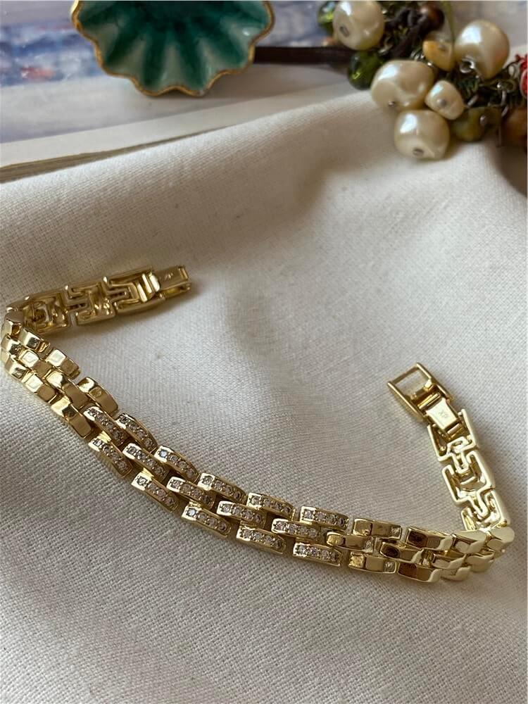 VIP 14K Taşlı Örme Bileklik