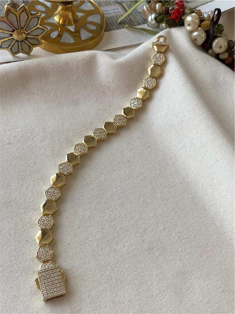 VIP 14K Taşlı Petek Model Bileklik