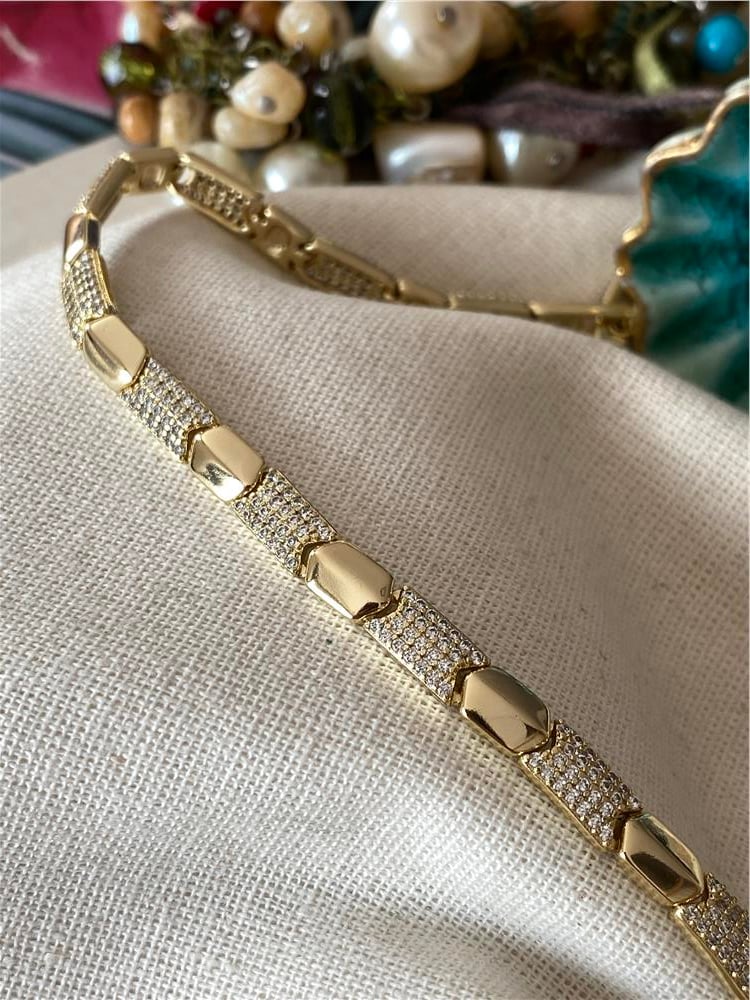 VIP 14k Taşlı Plaka Bileklik