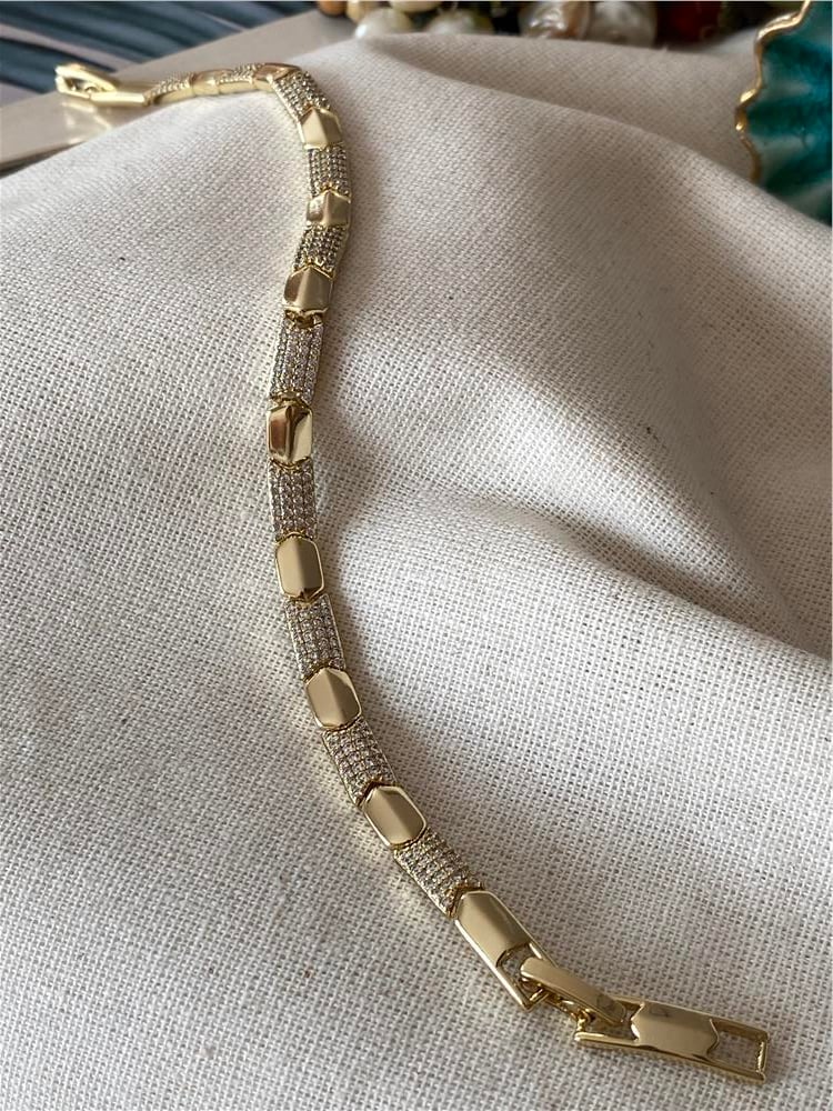 VIP 14k Taşlı Plaka Bileklik