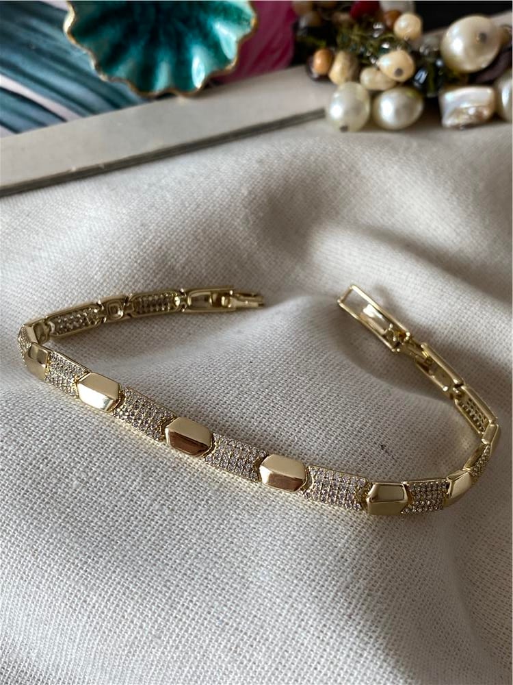 VIP 14k Taşlı Plaka Bileklik