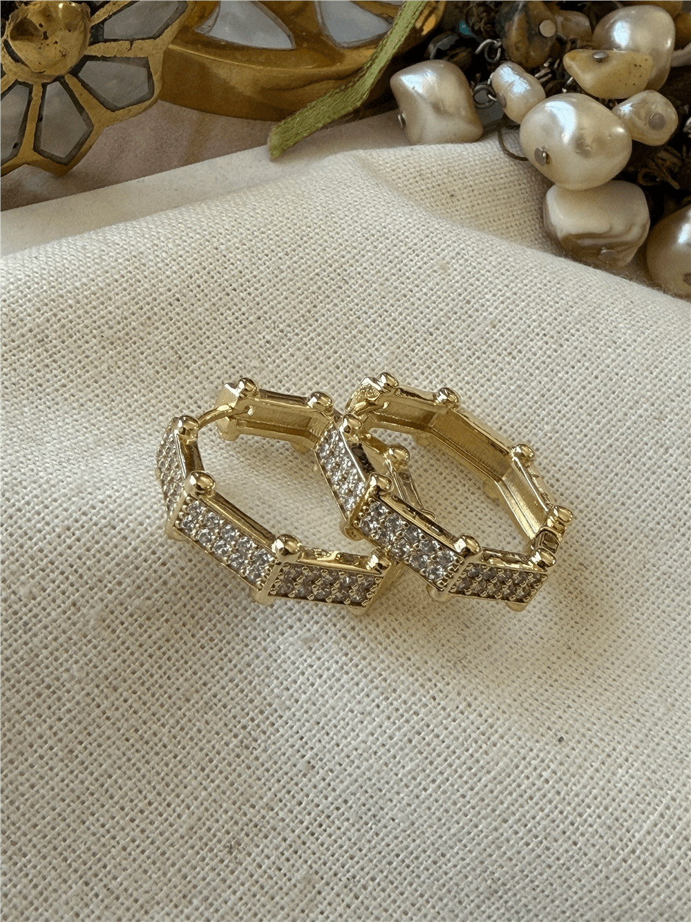 VIP 14K Taşlı Sekizgen Küpe
