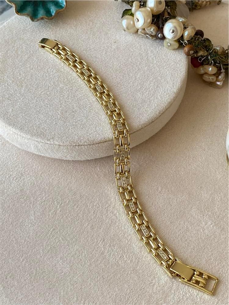 VIP 14K Taşlı Sık Örme Bileklik