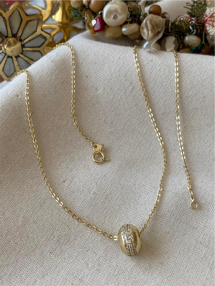 VIP 14K Taşlı Silindir Detaylı Kolye