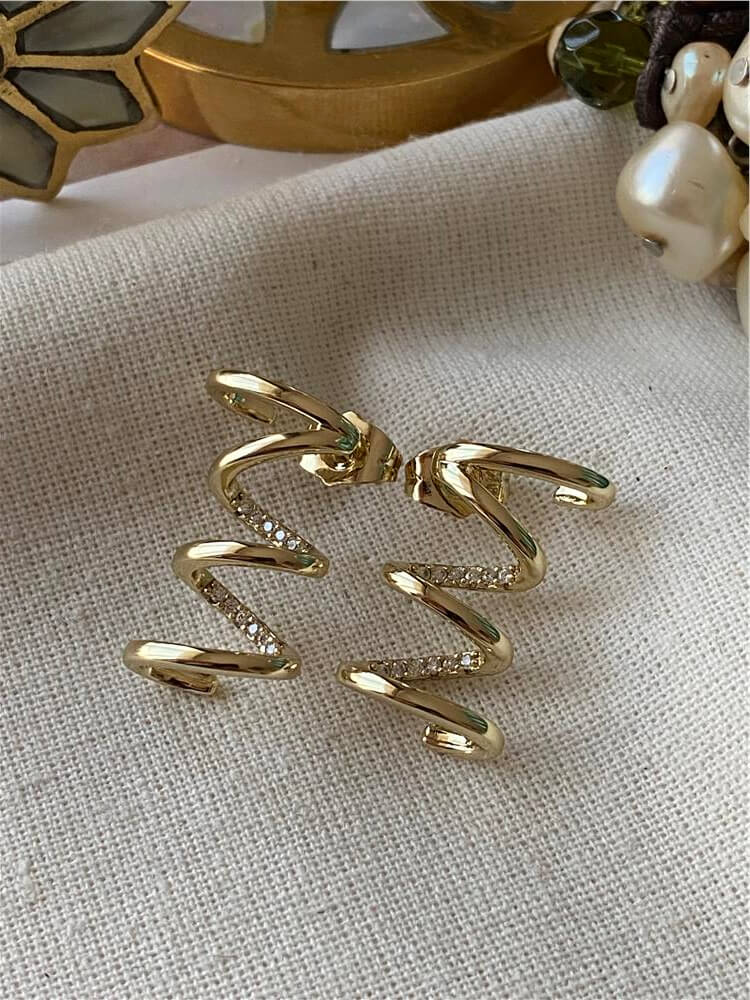 VIP 14K Taşlı Spiral Küpe