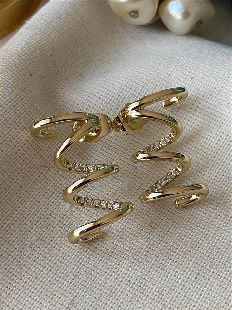 VIP 14K Taşlı Spiral Küpe