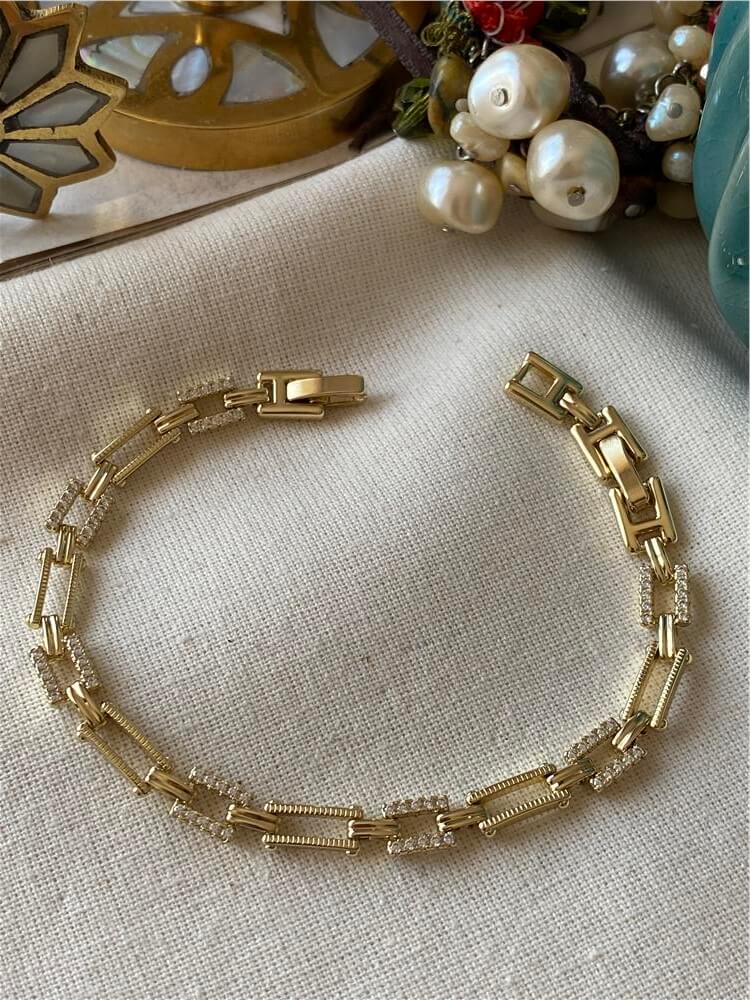 VIP 14K Taşlı Square Bileklik